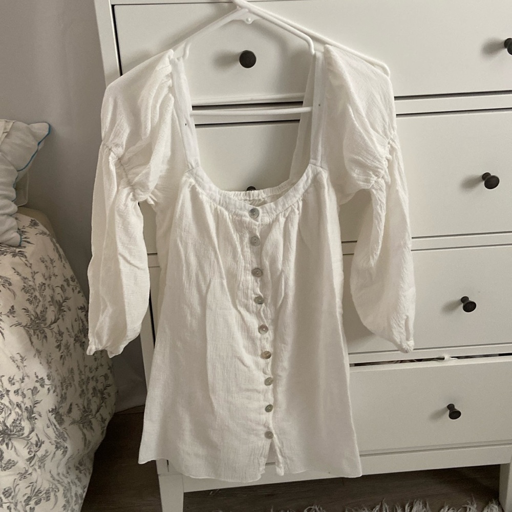 Gauze long sleeves poof dress
